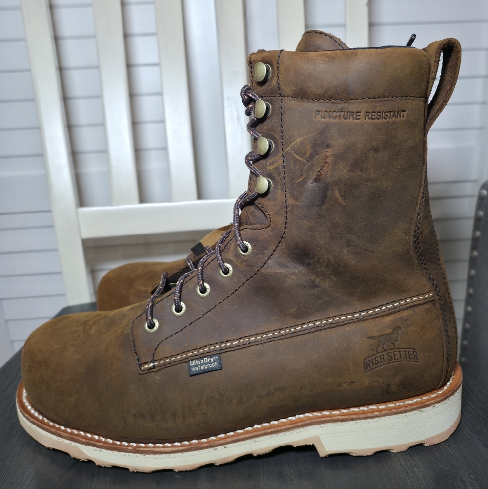 Irish Setter Wingshooter ST 8-inch Waterproof Leather Safety Toe Work Boot Sz 12